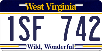 WV license plate 1SF742