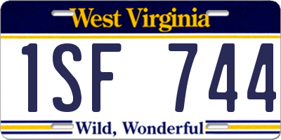 WV license plate 1SF744