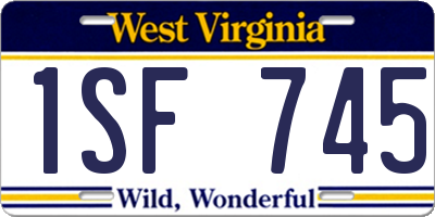 WV license plate 1SF745