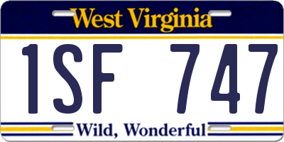 WV license plate 1SF747