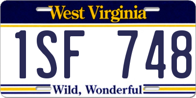 WV license plate 1SF748
