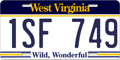 WV license plate 1SF749