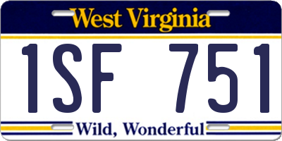 WV license plate 1SF751