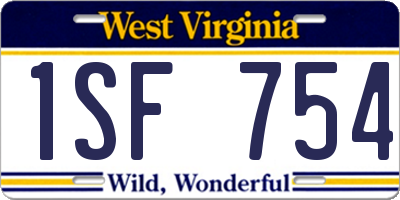 WV license plate 1SF754