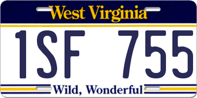 WV license plate 1SF755