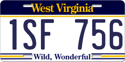 WV license plate 1SF756