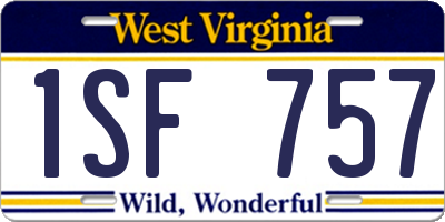 WV license plate 1SF757
