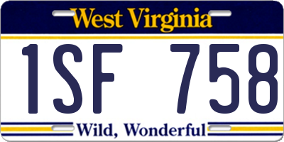 WV license plate 1SF758