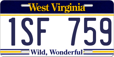 WV license plate 1SF759