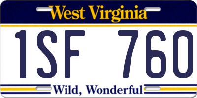 WV license plate 1SF760