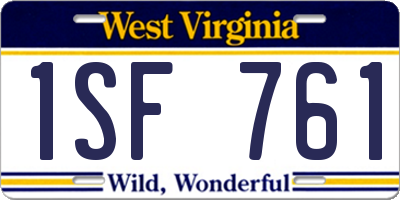 WV license plate 1SF761