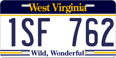 WV license plate 1SF762