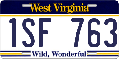 WV license plate 1SF763