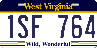 WV license plate 1SF764