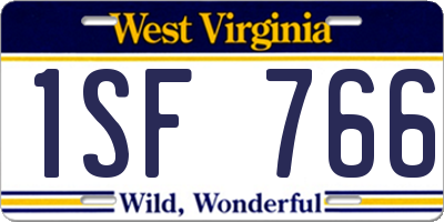 WV license plate 1SF766