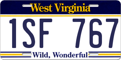 WV license plate 1SF767
