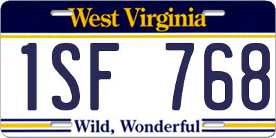 WV license plate 1SF768