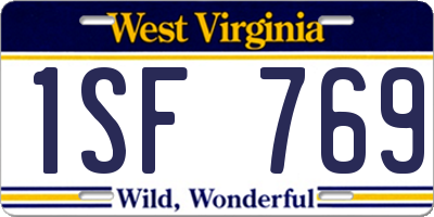 WV license plate 1SF769
