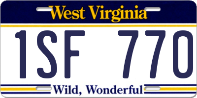 WV license plate 1SF770