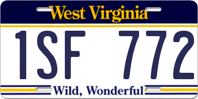 WV license plate 1SF772
