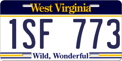 WV license plate 1SF773
