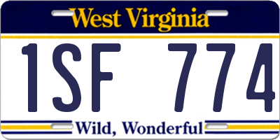 WV license plate 1SF774