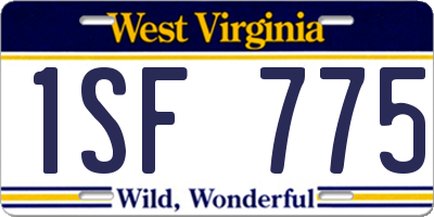 WV license plate 1SF775