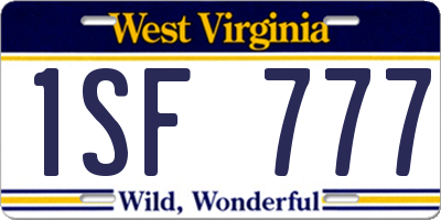 WV license plate 1SF777