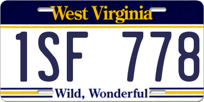 WV license plate 1SF778