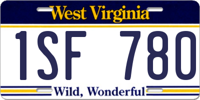 WV license plate 1SF780