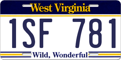 WV license plate 1SF781