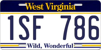 WV license plate 1SF786