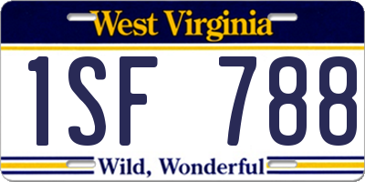 WV license plate 1SF788
