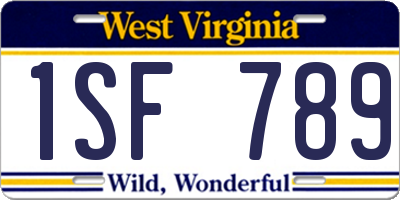 WV license plate 1SF789