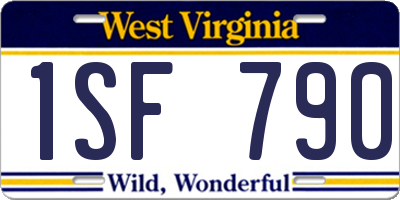 WV license plate 1SF790