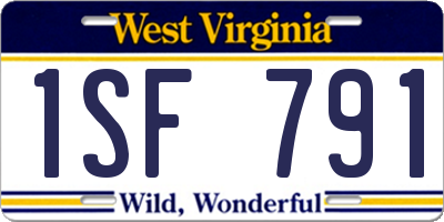 WV license plate 1SF791