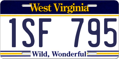 WV license plate 1SF795