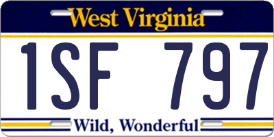 WV license plate 1SF797