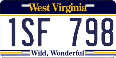 WV license plate 1SF798