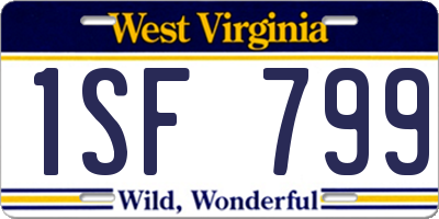 WV license plate 1SF799