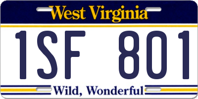 WV license plate 1SF801