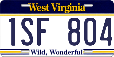 WV license plate 1SF804
