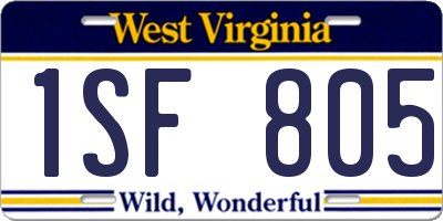 WV license plate 1SF805
