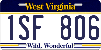 WV license plate 1SF806