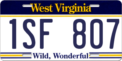 WV license plate 1SF807