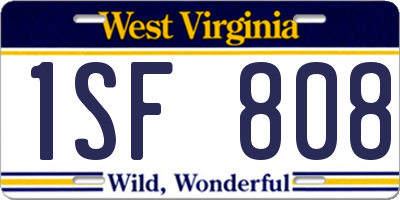 WV license plate 1SF808