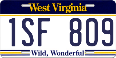 WV license plate 1SF809