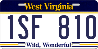 WV license plate 1SF810