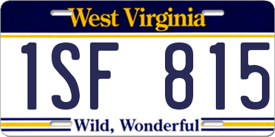 WV license plate 1SF815