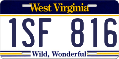 WV license plate 1SF816